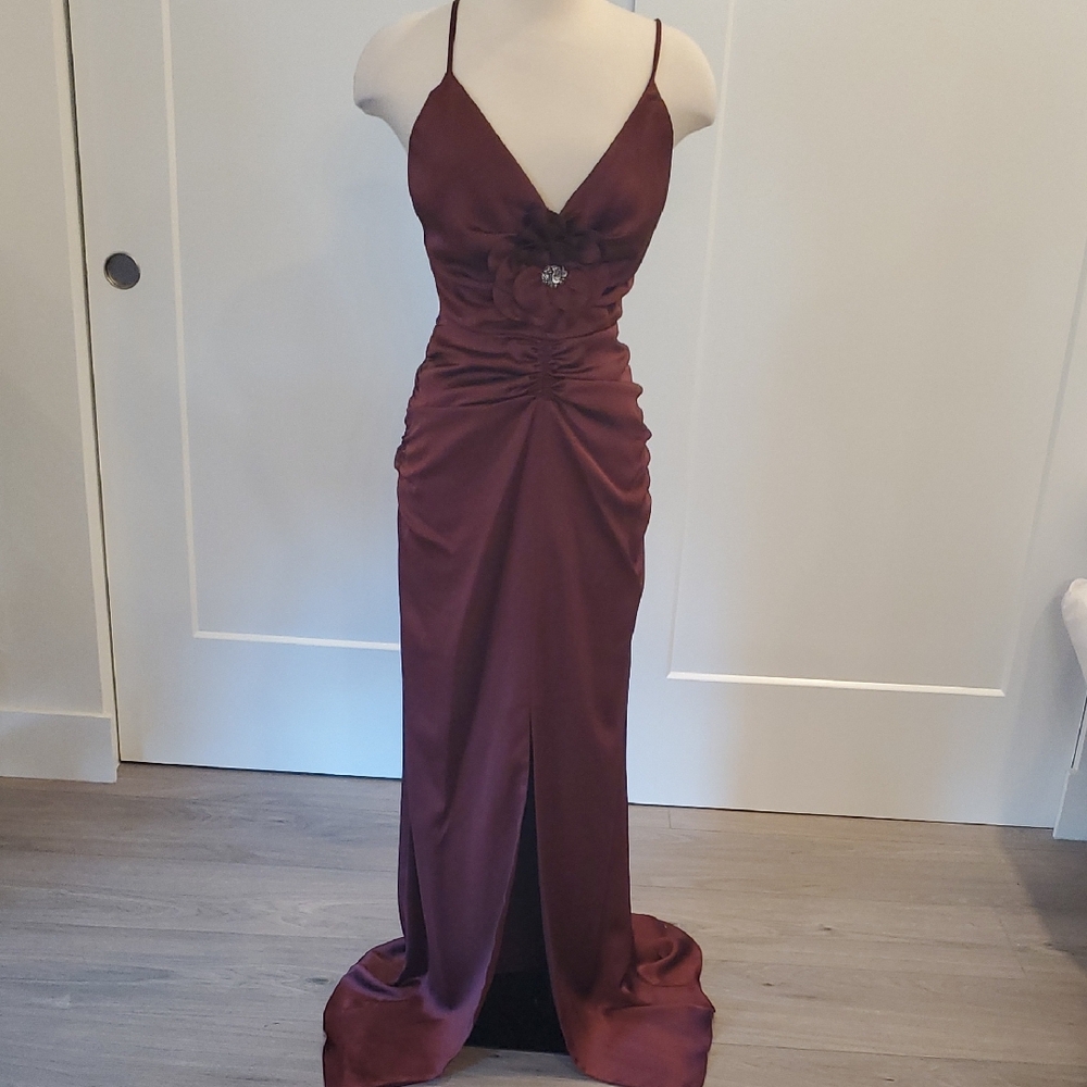 Ramy Brook dark Burgudy ruched Gown Size 10 & Size 0 available new with tags